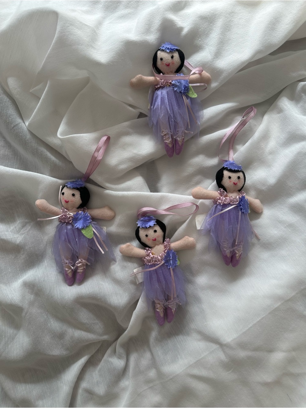 Pottery Barn Kids Purple and Pink Fairy Doll Ornament Set